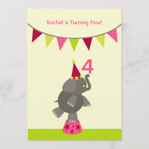 Invitation de fête d'anniversaire des éléphants et