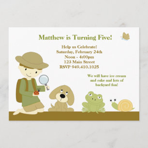 Invitation de fête d'anniversaire d'explorateur de