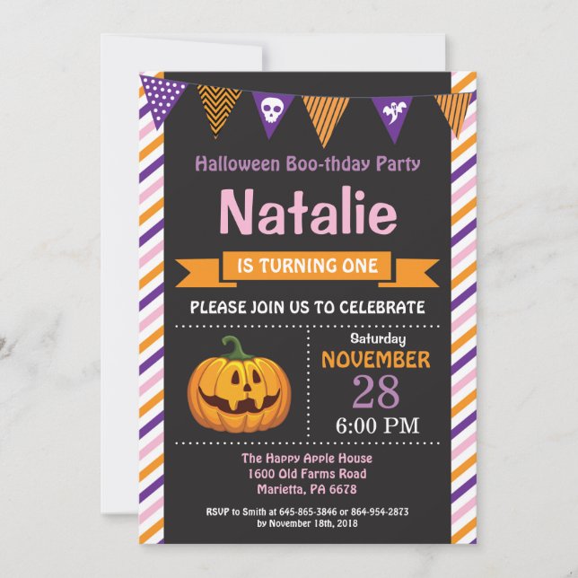 Invitation de fête d'anniversaire d'Halloween (Devant)