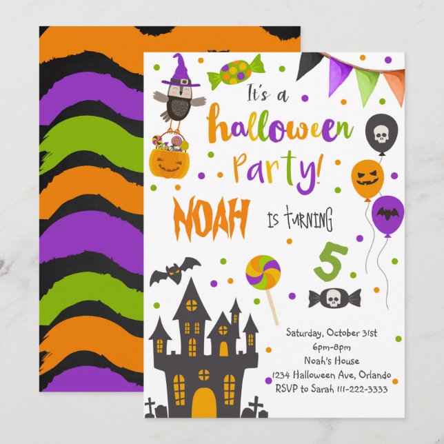 Invitation de fête d'anniversaire d'Halloween (Devant / Derrière)