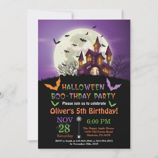 Invitation de fête d'anniversaire d'Halloween (Devant)