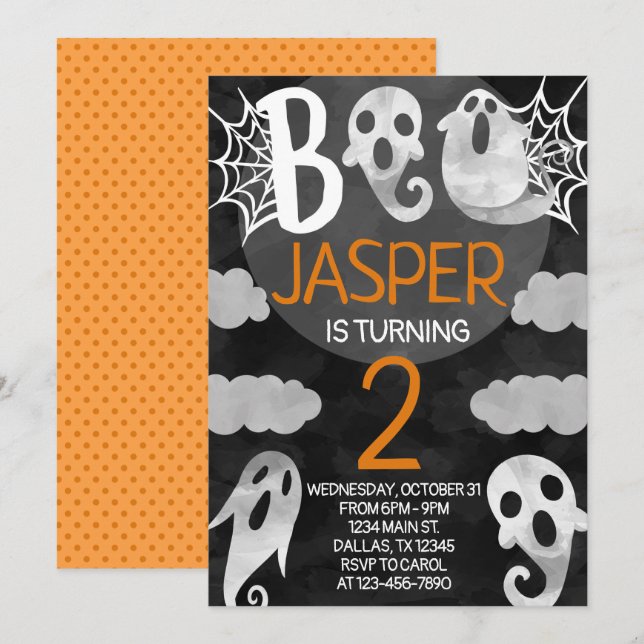 Invitation de fête d'anniversaire d'Halloween Invi (Devant / Derrière)