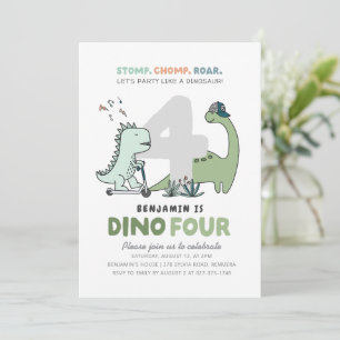 Invitation de fête d'anniversaire Dino-Four