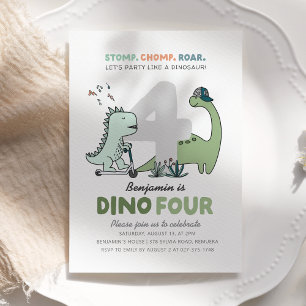 Invitation de fête d'anniversaire Dino-Four
