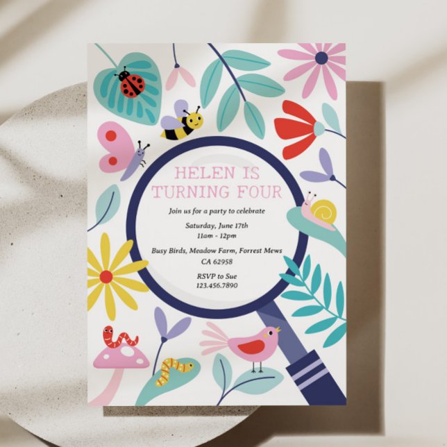 Invitation de fête d'anniversaire d'insectes (Créateur téléchargé)