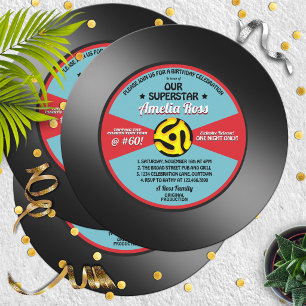 Invitation de fête d'anniversaire disque 45 tours