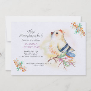 Invitation de fête d'anniversaire d'oiseaux