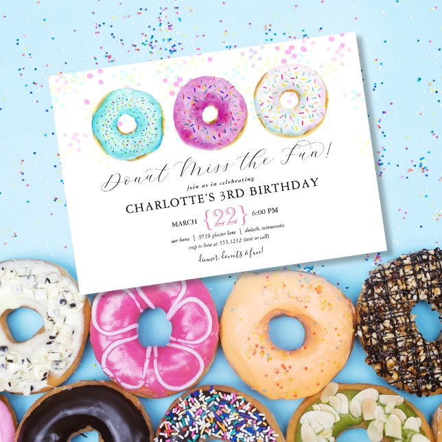 Invitation de fête d'anniversaire Donut (Créateur téléchargé)