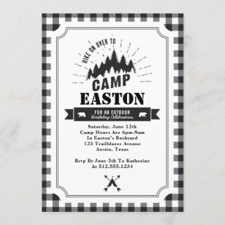 Invitation de fête d'anniversaire du camp