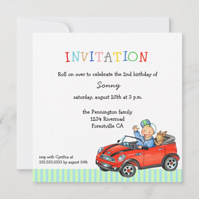 Invitation de fête d'anniversaire du garçon de (Devant)