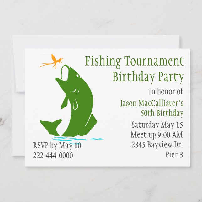Invitation de fête d'anniversaire du pêcheur (Devant)