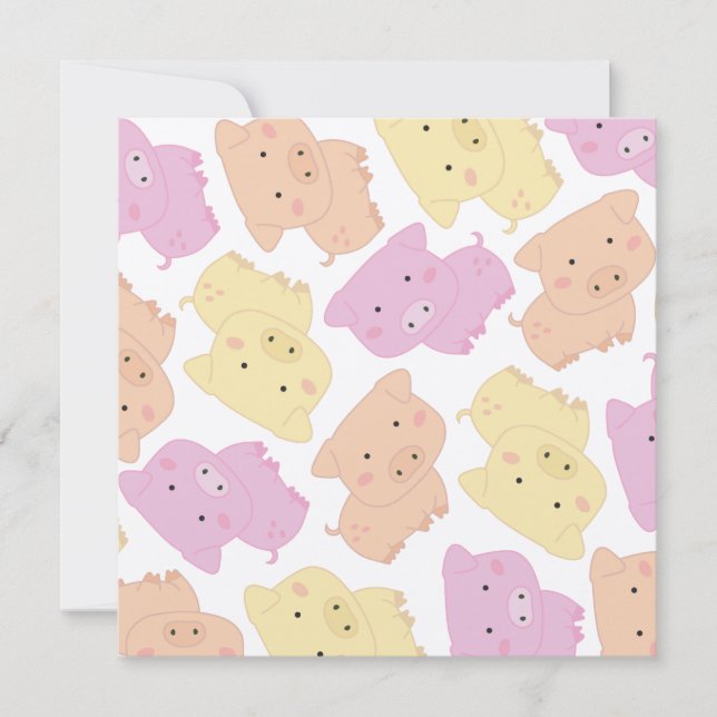 Invitation de fête d'anniversaire du petit porc (Devant)