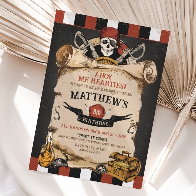 Invitation de fête d'anniversaire du Pirate (Créateur téléchargé)