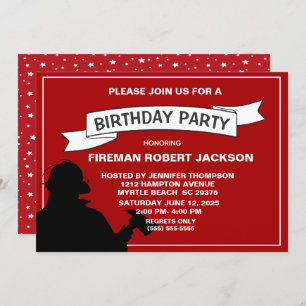 Invitation de fête d'anniversaire du pompier