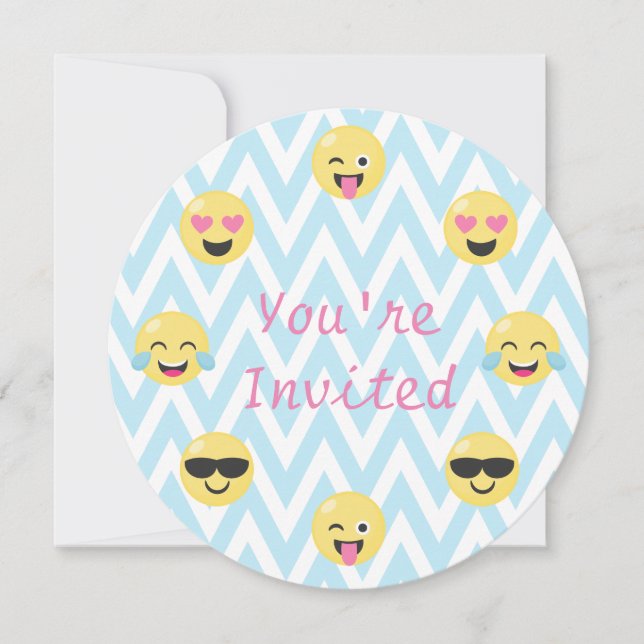 Invitation de fête d'anniversaire Emoji (ronde ave (Devant)
