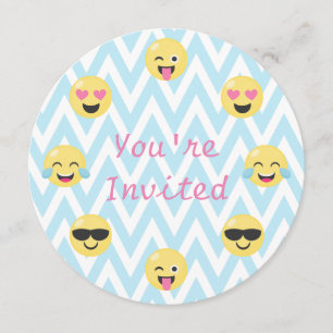 Invitation de fête d'anniversaire Emoji (ronde ave