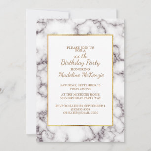 Invitation de fête d'anniversaire en marbre gris b