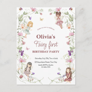 Invitation de fête d'anniversaire féerique et fant