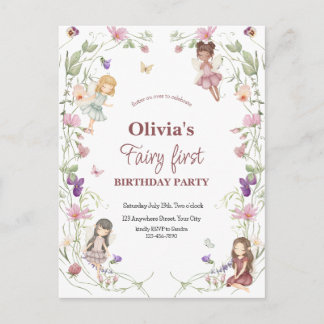 Invitation de fête d'anniversaire féerique et fant