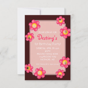 Invitation de fête d'anniversaire Fleur mignonne