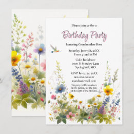 Invitation de fête d'anniversaire fleur sauvage