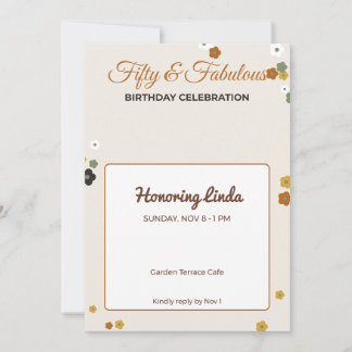 Invitation de fête d'anniversaire florale Fifty an
