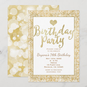 Invitation de fête d'anniversaire glamour cœur bla