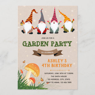 Invitation de fête d'anniversaire Gnome