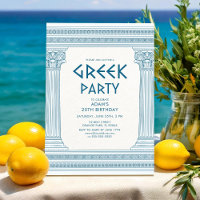 Invitation de fête d'anniversaire grecque avec des