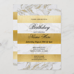 Invitation de fête d'anniversaire Grève Marbre bla