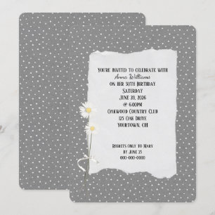Invitation de fête d'anniversaire gris et point ép