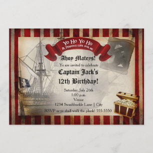 Invitation de fête d'anniversaire grunge de bateau