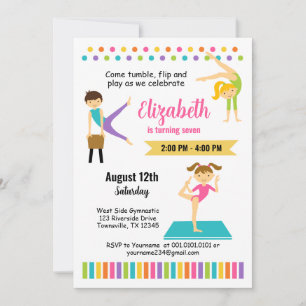 Invitation de fête d'anniversaire Gymnastic