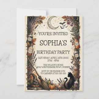 Invitation de fête d'anniversaire Halloween sorciè