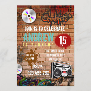 Invitation de fête d'anniversaire Hiphop