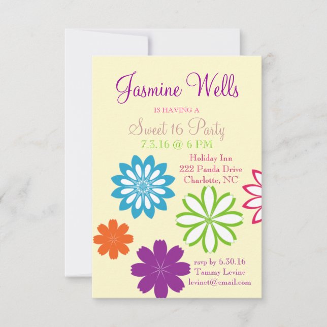 Invitation de fête d'anniversaire| 'Joli sucré' 16 (Devant)