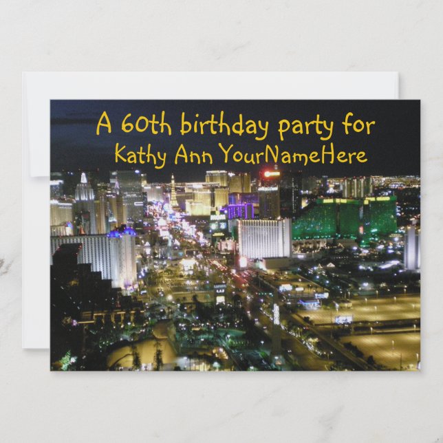 Invitation de fête d'anniversaire Las Vegas Nevada (Devant)