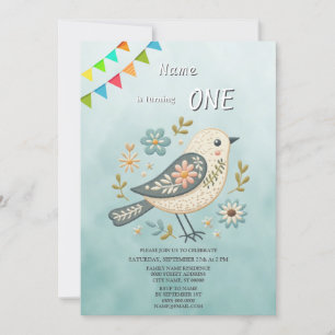 Invitation de fête d'anniversaire Little Green Bir
