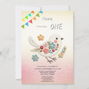 Invitation de fête d'anniversaire Little White Bir