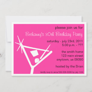 Invitation de fête d'anniversaire Martini Glass (r