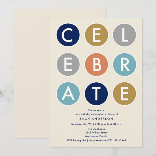 Invitation de fête d'anniversaire masculin (Devant / Derrière)