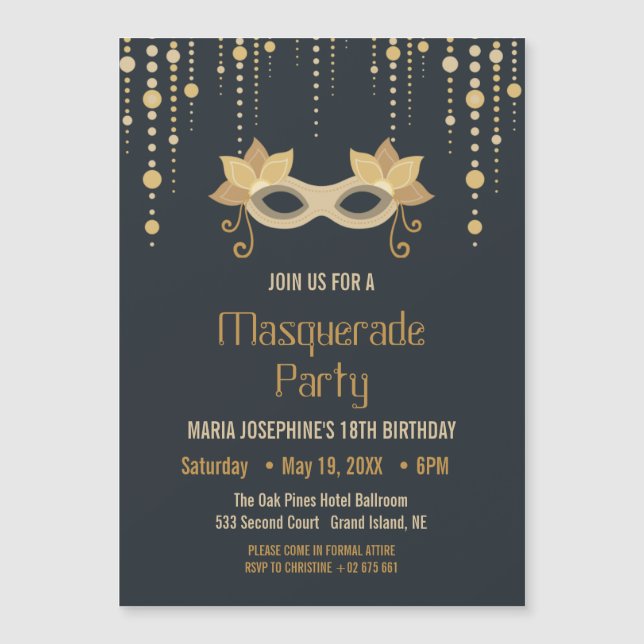 Invitation de fête d'anniversaire Masquerade moder (Devant)