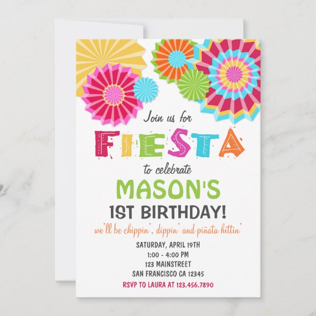 Invitation de fête d'anniversaire mexicaine (Devant)