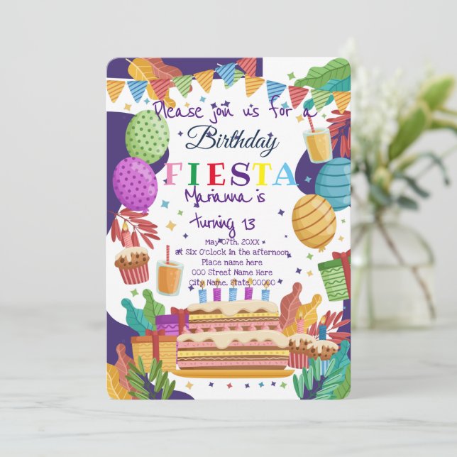 Invitation de fête d'anniversaire mexicaine (Debout devant)