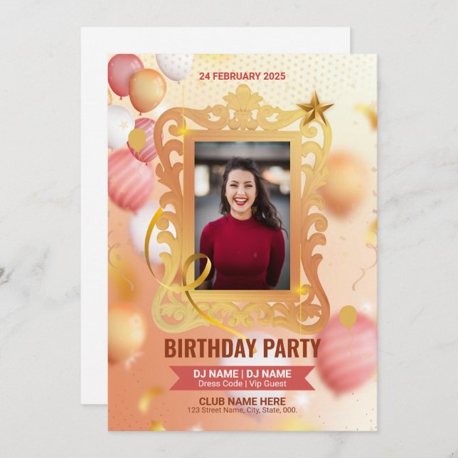 Invitation de fête d'anniversaire Modèle (Devant / Derrière)