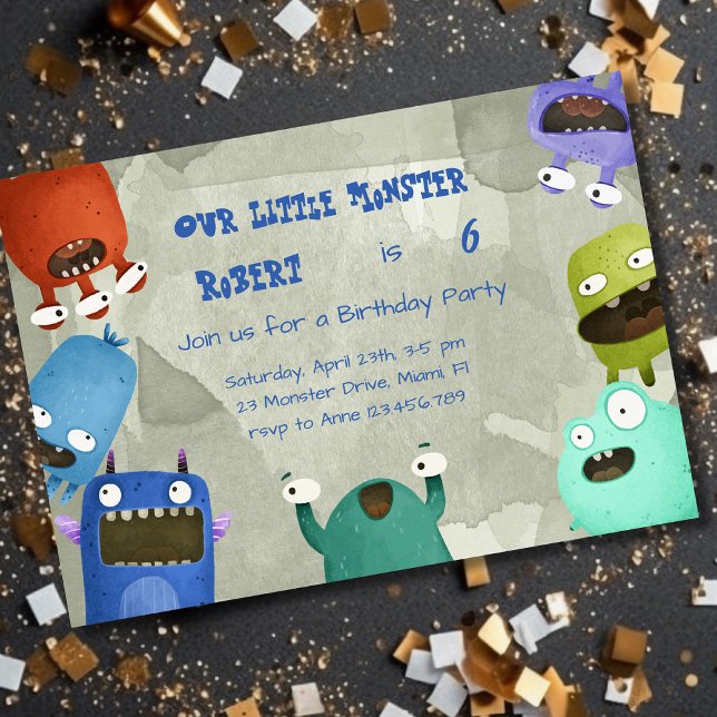 Invitation de fête d'anniversaire Monsters (Créateur téléchargé)