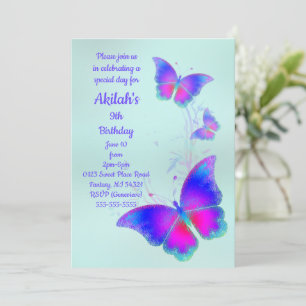 Invitation de fête d'anniversaire papillon