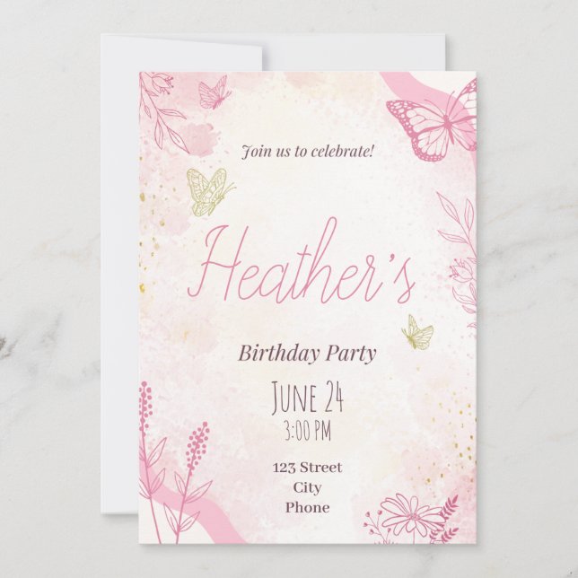 Invitation de fête d'anniversaire - Personnalisé - (Devant)