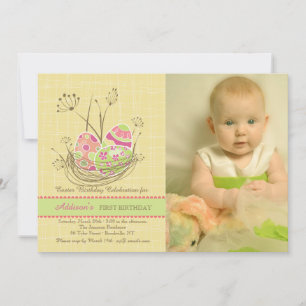 Invitation de fête d'anniversaire photo Nid de la 