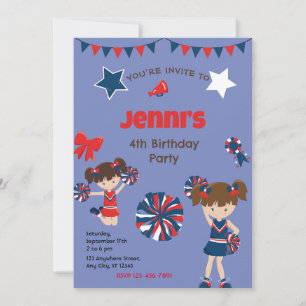 Invitation de fête d'anniversaire pom-pom girl